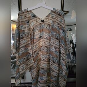 Bohemian Patterned Poncho Top